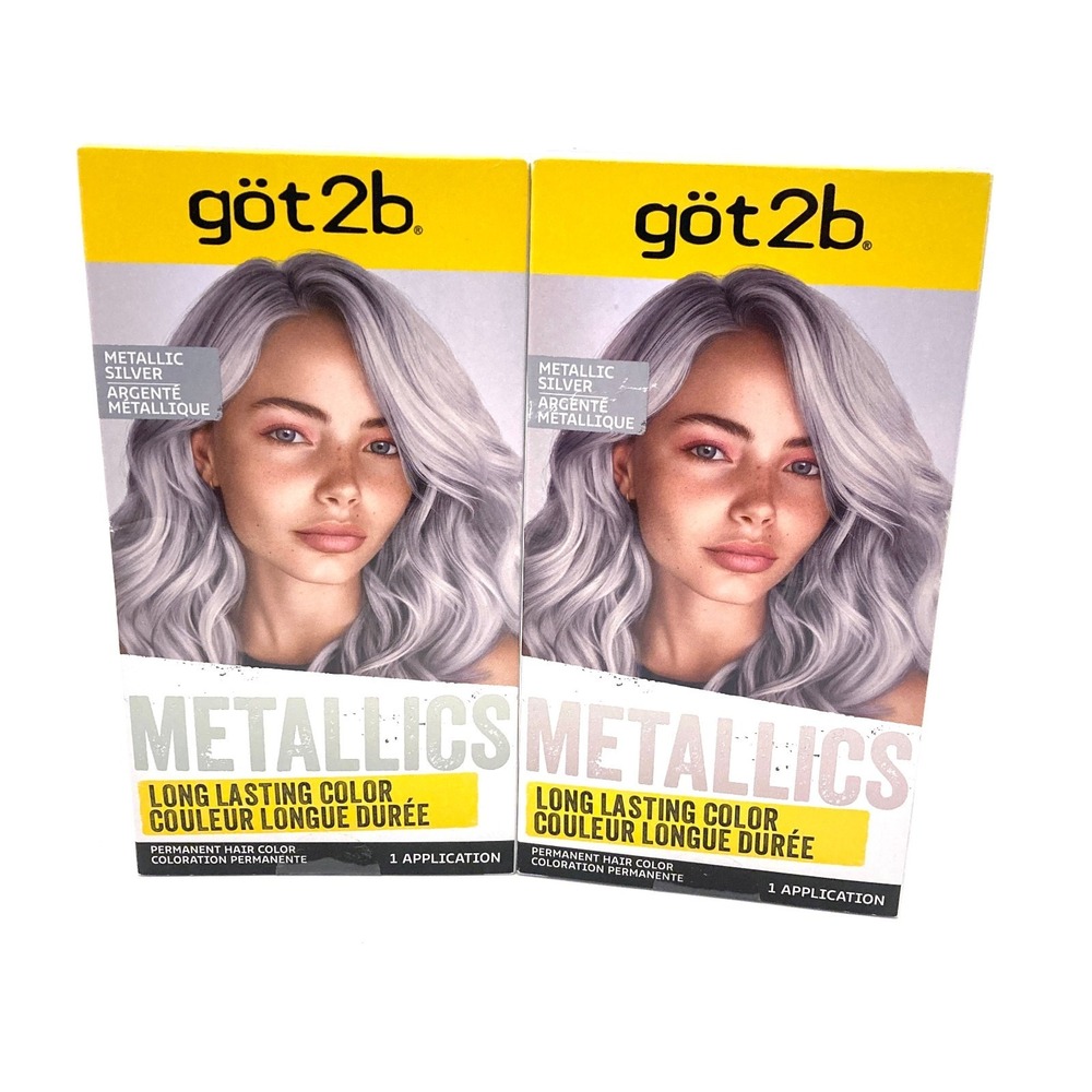 Lot of 2 Schwarzkopf Got2b Metallics Permanent Hair Color Dye Metallic Silver
